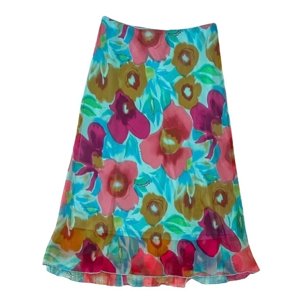 Vintage 90’s Floral Watercolor Midi Skirt